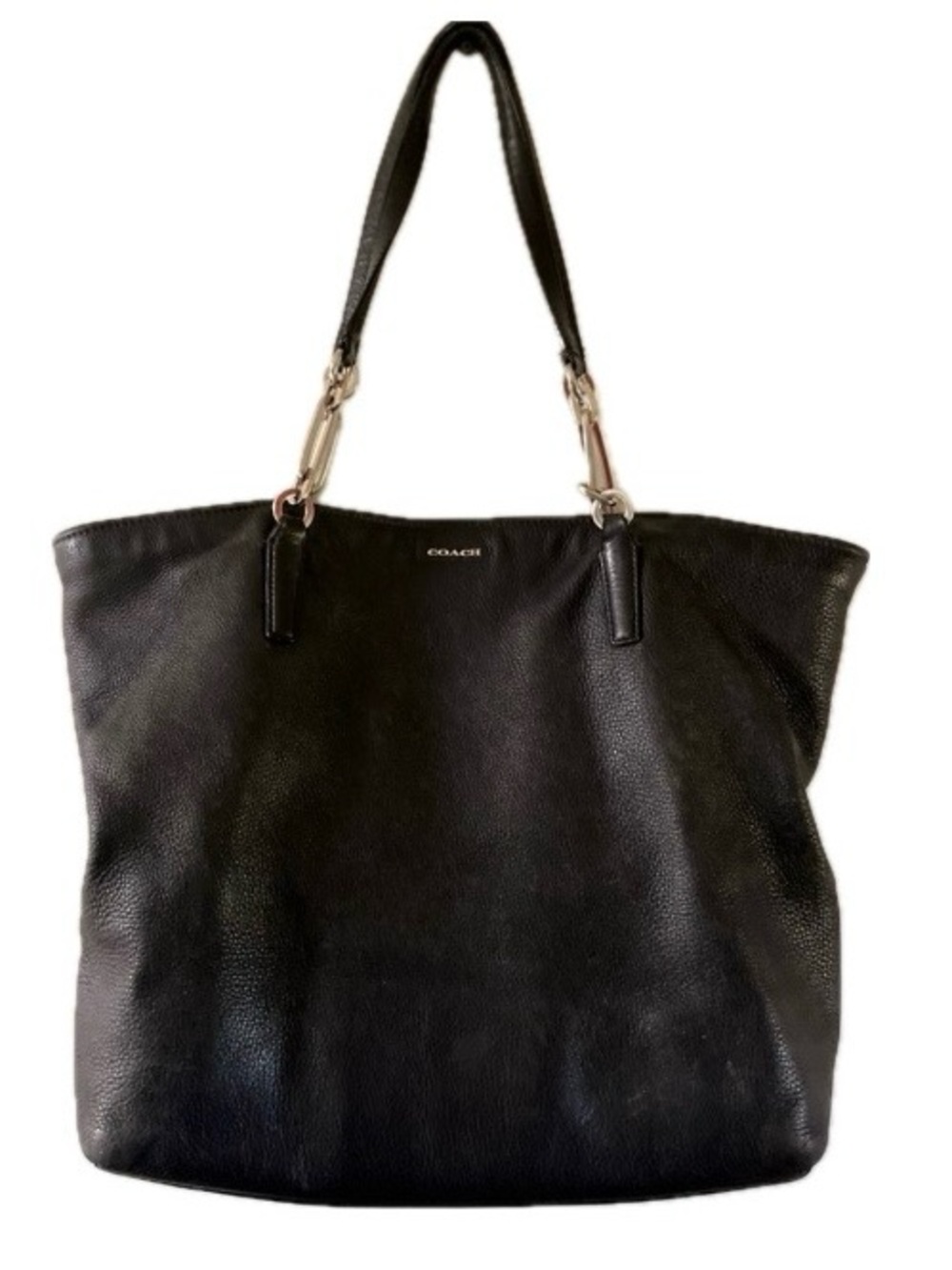 Coach Black Pebbled Leather Tote with Gold-Tone Hardware